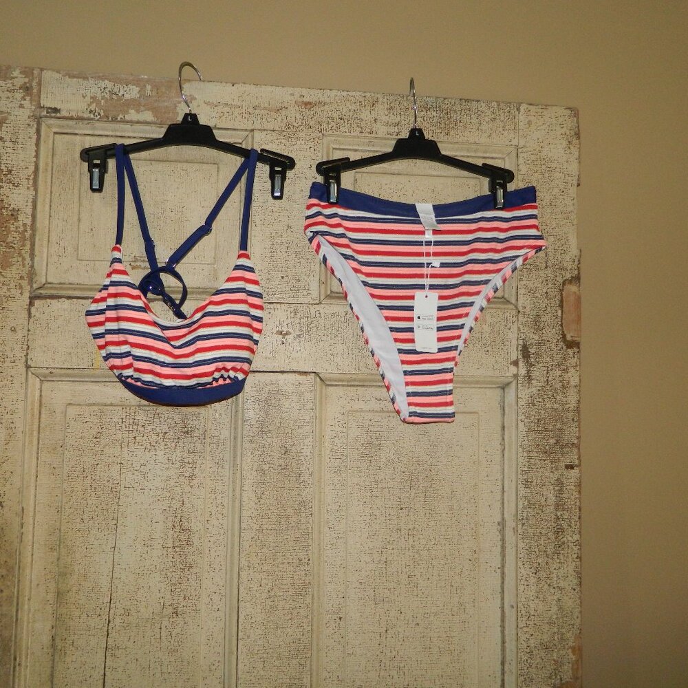 CupShe High Waisted 2 pc Bikini Swim Suit Size L (FF-28)